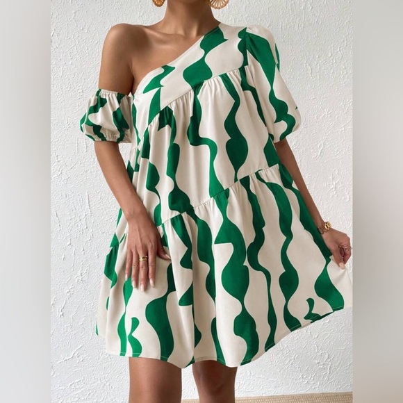 NEW✨- Boho Color Block One Shoulder Dress - Picture 4 of 6